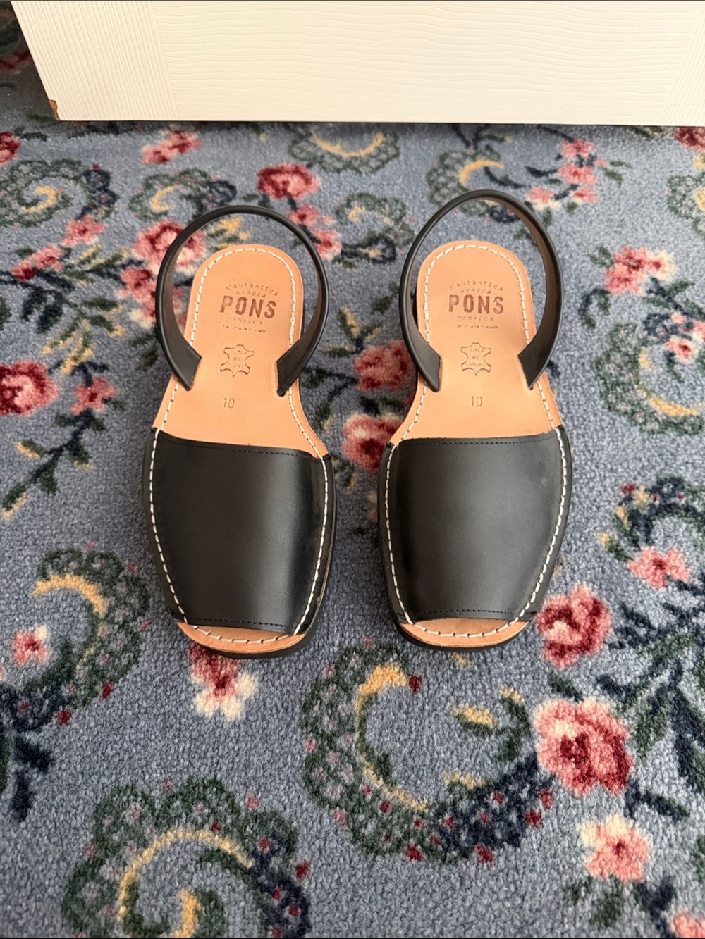 PONS Classic Black Leather Slingback Sandals - Women's